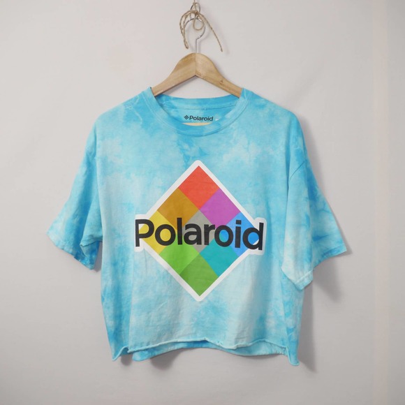 Polaroid Tie Dye Short Sleeve Crop Top Size L - Picture 1 of 11
